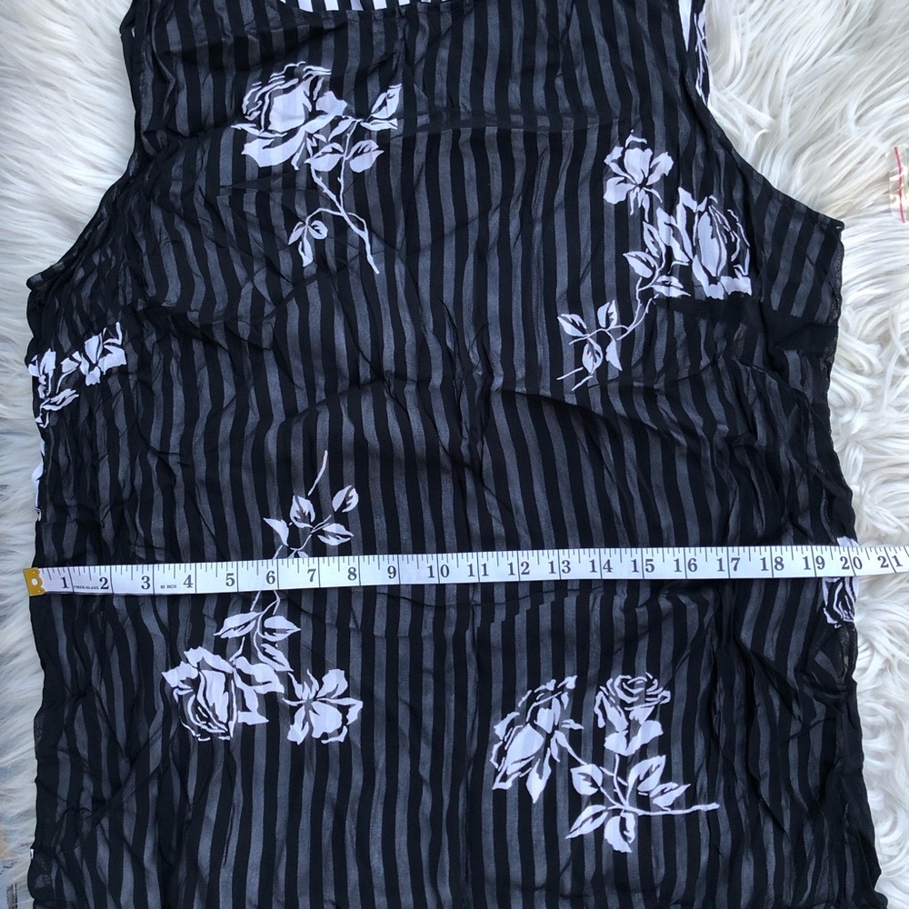Style&Co 2 layers Rose Floral Striped Black and White Maxi Slit Dress size 16 - Picture 8 of 9